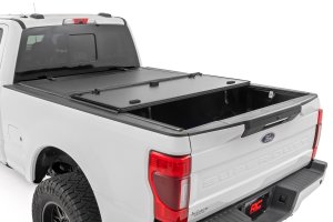 Ford F-350 Super Duty Hard Tri-Fold Flip Up Bed Cover - Rough Country - '17-'24